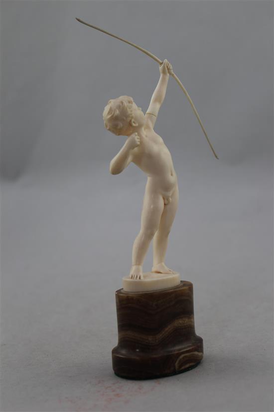 Ferdinand Preiss (German, 1882-1943). An Art Deco carved ivory figure of a young boy archer, 8in.